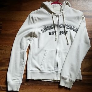 White hooded Zip-Up Sweatshirt